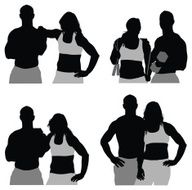 Multiple images of a sports couple