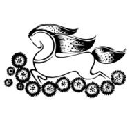 decorative silhouette of running horse
