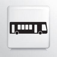 Square White Icon With Silhouette City Bus N2