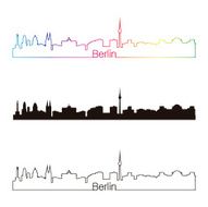 Berlin skyline linear style with rainbow