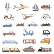 Simple Silhouette Modes Of Transportation Icon Set