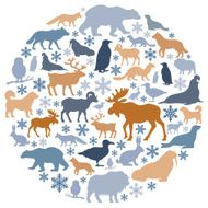 Arctic Animals Icon Collage