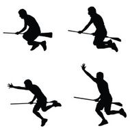 Man riding a broom