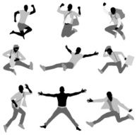Silhouette of people in action N10