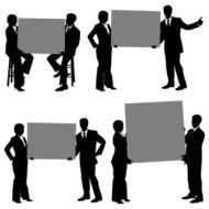 Business couple showing placards