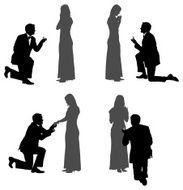 Silhouette of a man proposing his girlfriend N2