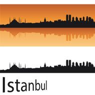 Istanbul skyline in orange background
