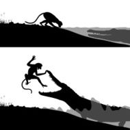 Crocodile and monkey