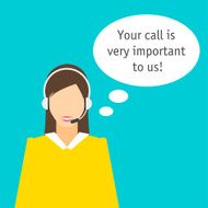 conceptual illustration with avatar of woman working in call center