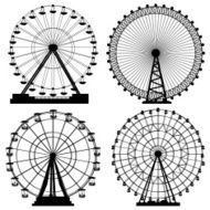 Set of silhouettes Ferris Wheel