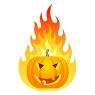 Halloween pumpkin on fire