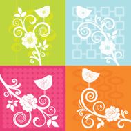 Spring Birds on Retro Backgrounds