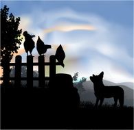 Fox and chickens