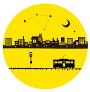 Tram of moonlight night