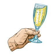 glass of champagne in hand