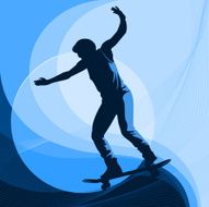 skateboarder in blue