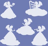Angels in the clouds silhouettes