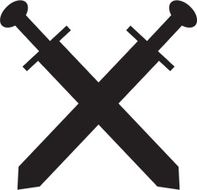 Pair of Crossed Medieval Swords Silhouette