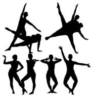 Silhouette of women dancing N3