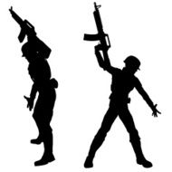 Silhouette soldier Helping
