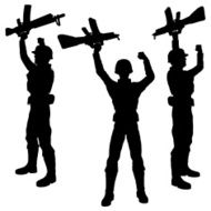 Silhouette soldier Victory!