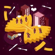 Isometric pasta city