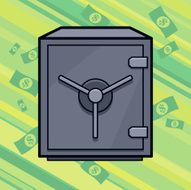 Safe surrounded by money