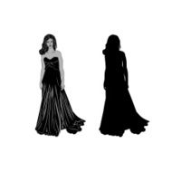 Silhouette of a girl in long dress N2