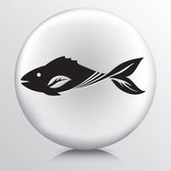 Round Icon With Fish And Leaf Fins