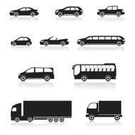 set of different cars with reflection