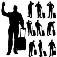Vector silhouette of a fat man N6