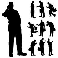 Vector silhouette of a fat man N7