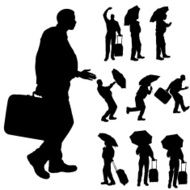 Vector silhouette of a fat man N8