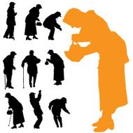 Vector silhouette of old people N89