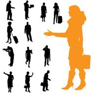 Vector silhouette of business people N49