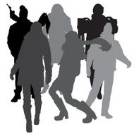 Vector Silhouette Of People N604