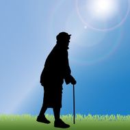 Vector silhouette of old people N90