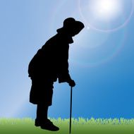 Vector silhouette of old people N92