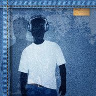 Silhouette of a man in the denim background N2