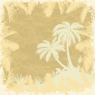 Tropical palms trees and leaves silhouettes