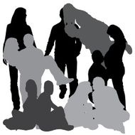 Vector silhouettes of couple N102
