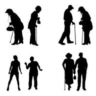 Vector silhouette of old people N94