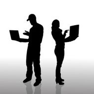 Vector silhouette of business people N59