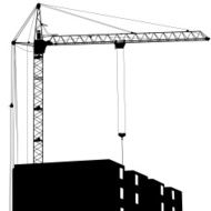 Silhouette of one cranes