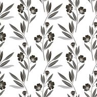 Monochrome seamless pattern of abstract flowers N26