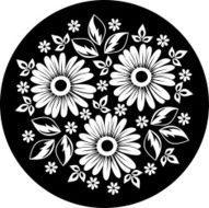 White flower ornament on a black background Vector illustration
