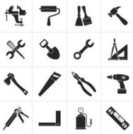 Black Building and Construction work tool icons