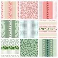 seamless patterns of the roses and leaves set