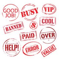 Collection of red vector grunge stamps N2