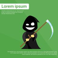 Scytheman Cartoon Grim Reaper Smile Hold Scythe Flat